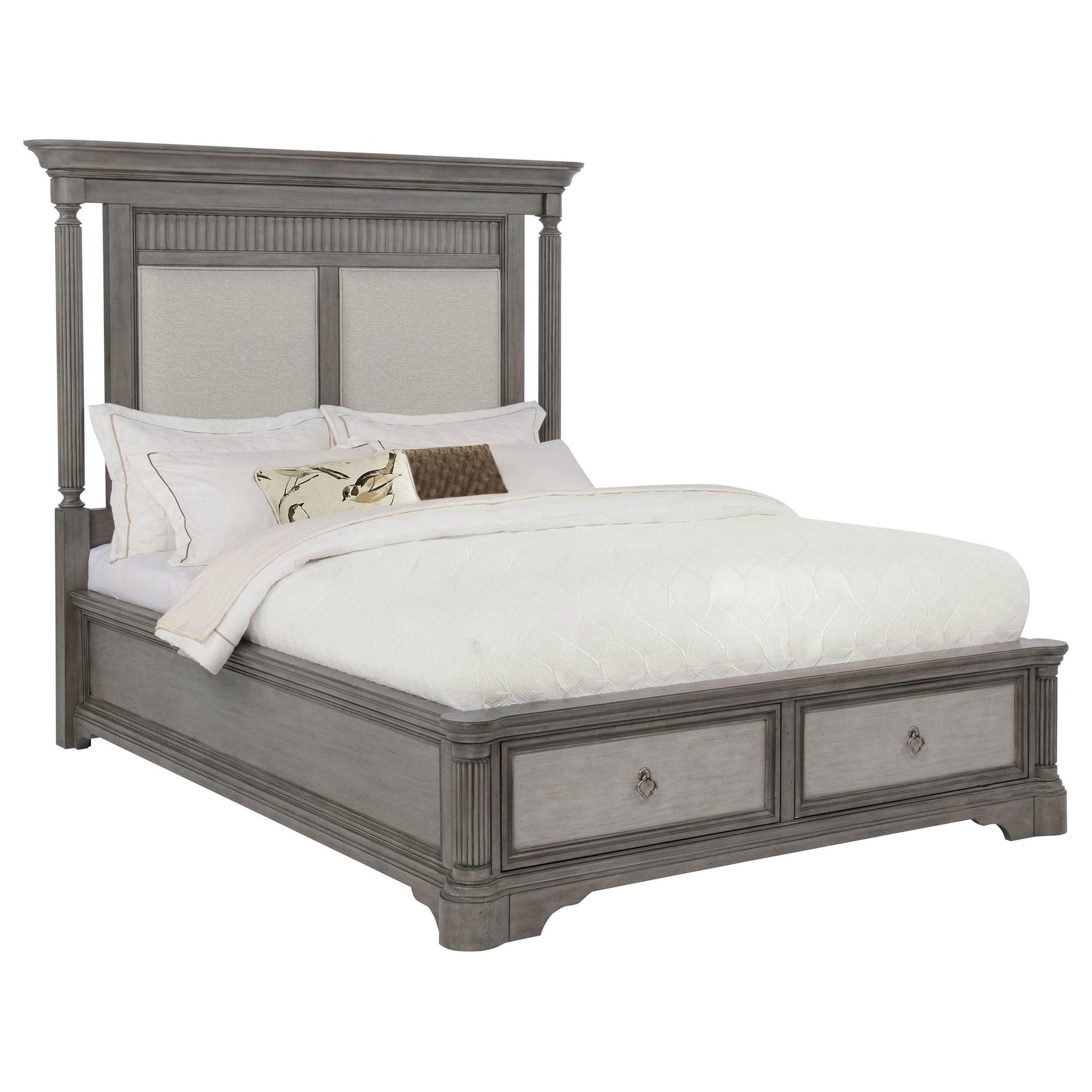 Cresswell Queen Upholstered Storage Platform Bed Weathered Taupe view 3