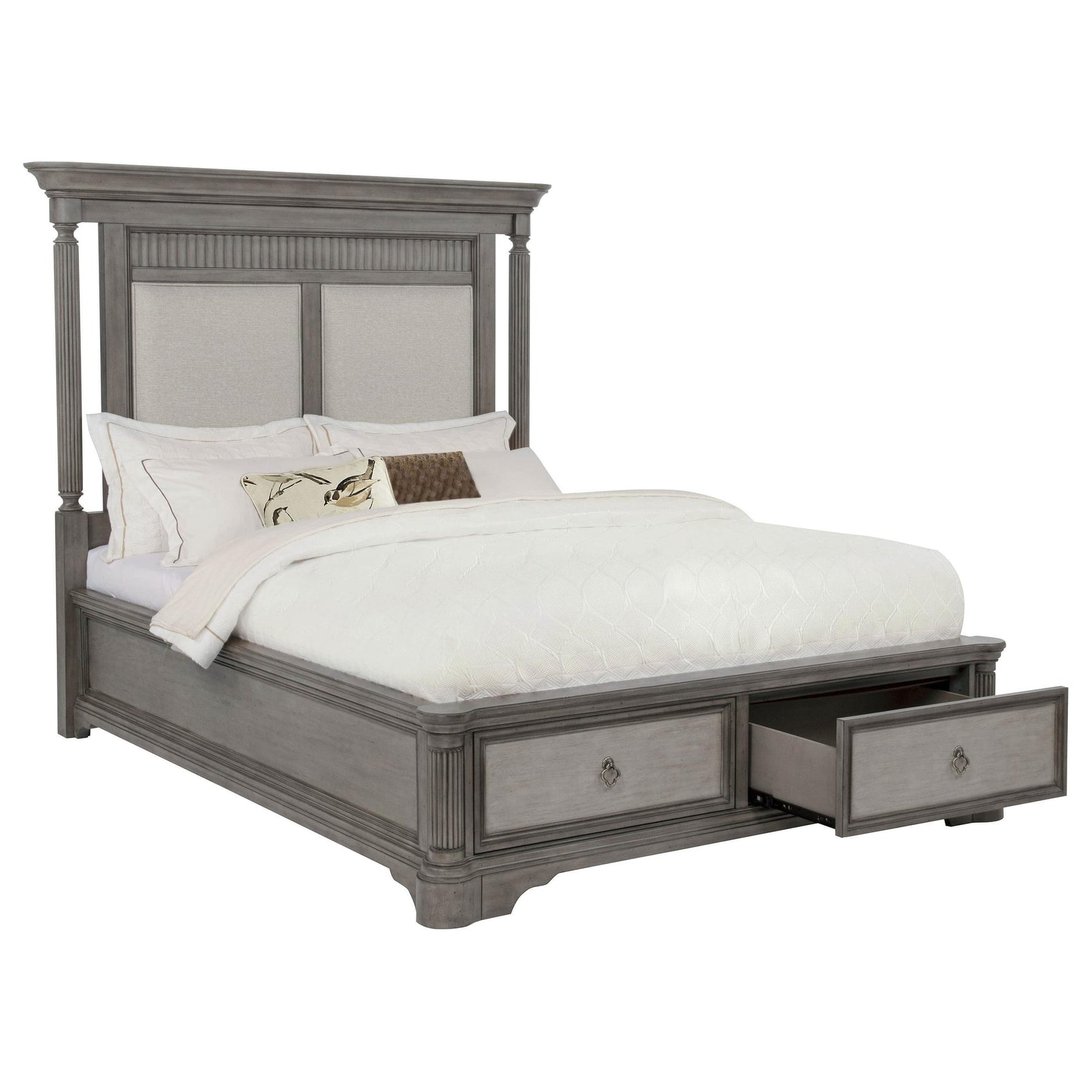 Cresswell Queen Upholstered Storage Platform Bed Weathered Taupe view 5