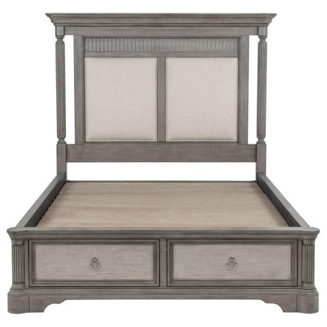 Cresswell Queen Upholstered Storage Platform Bed Weathered Taupe view 6