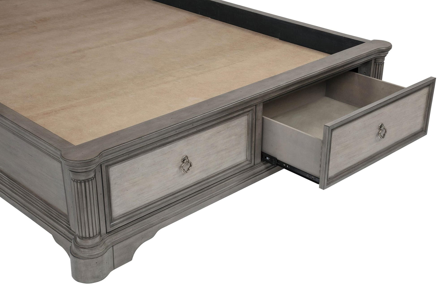 Cresswell Queen Upholstered Storage Platform Bed Weathered Taupe view 10