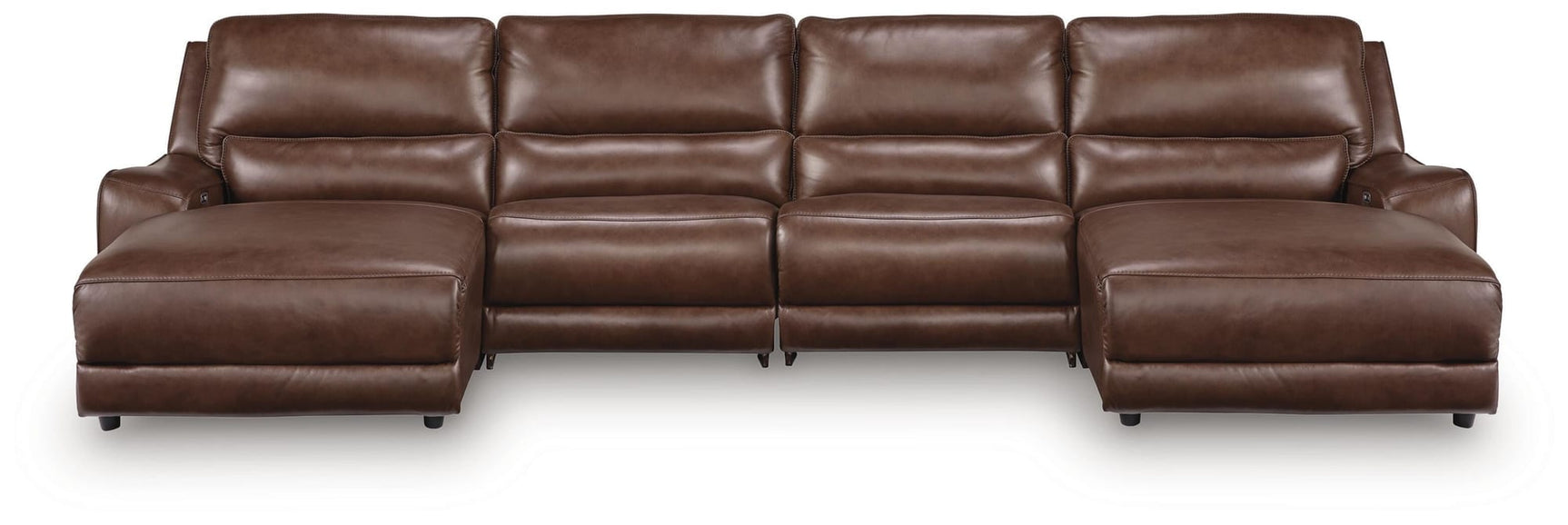 DeepWakes Canyon Leather 4-Piece Reclining Sectional with Double Chaise view 3