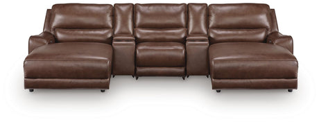 DeepWakes Canyon Leather 5-Piece Power Reclining Sectional with Chaise view 4