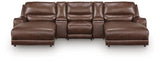 DeepWakes Canyon Leather 5-Piece Reclining Sectional with Double Chaise and Storage Consoles view 4