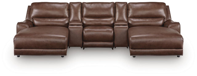 DeepWakes Canyon Leather 5-Piece Reclining Sectional with Double Chaise and Storage Consoles view 4