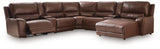 DeepWakes Canyon Leather 7-Piece Reclining Sectional with Chaise and Storage Consoles view 5