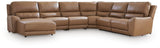 DeepWakes Caramel Leather 6-Piece Reclining Sectional with Chaise view 3
