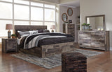 Derekson Multi Gray Panel 4 Storage Bedroom Set King 3: Bed, Dresser, Mirror from Ella Furniture