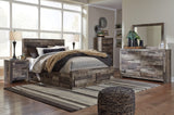 Derekson Multi Gray Panel 6 Storage Bedroom Set King 3: Bed, Dresser, Mirror from Ella Furniture