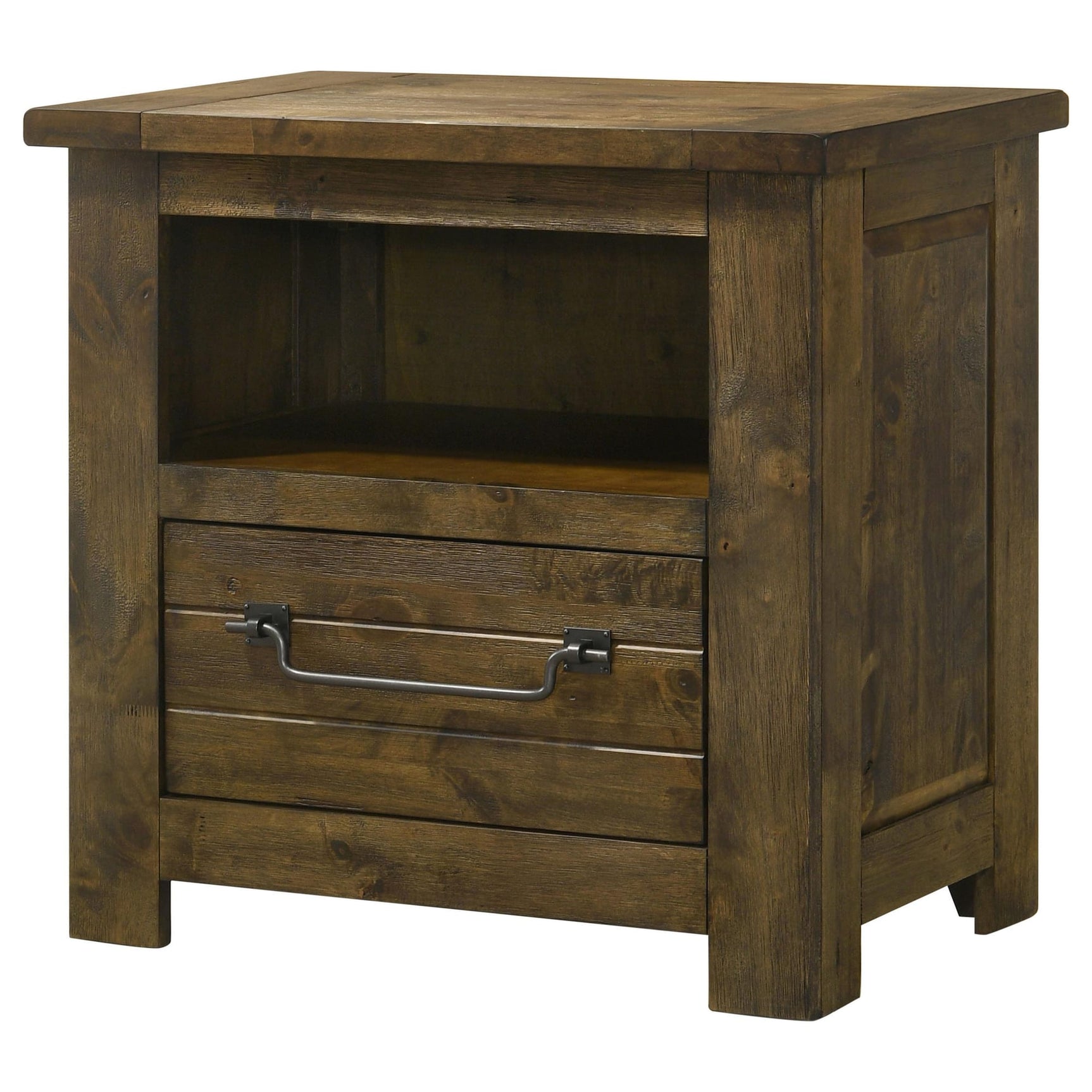 Doherty 1-drawer Nightstand Bedside Table Rustic Brown view 3