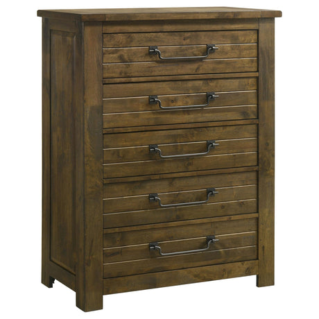 Doherty 5-drawer Chest of Drawers Rustic Brown from Ella Furniture