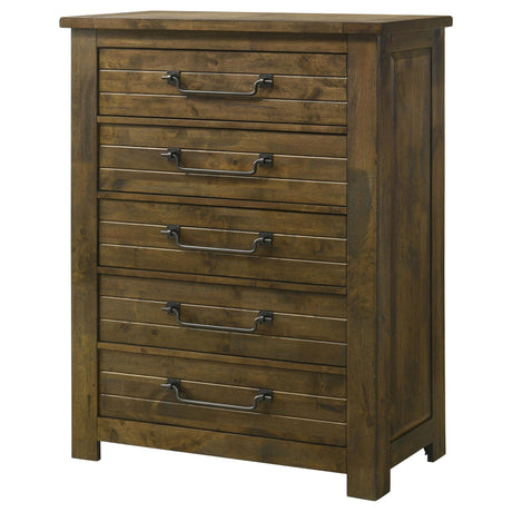 Doherty 5-drawer Chest of Drawers Rustic Brown view 3