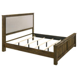 Doherty Eastern King Linen Upholstered Panel Bed Rustic Brown from Ella Furniture