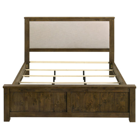Doherty Eastern King Linen Upholstered Panel Bed Rustic Brown view 3