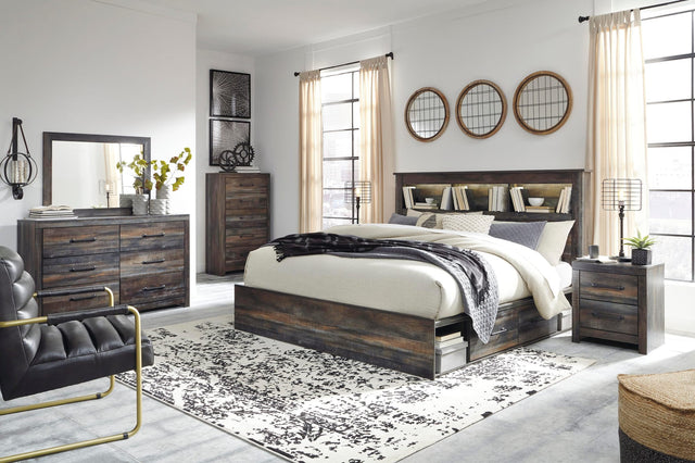 Drystan Multi Bookcase Bedroom Set — 2-Drawer Footboard Storage