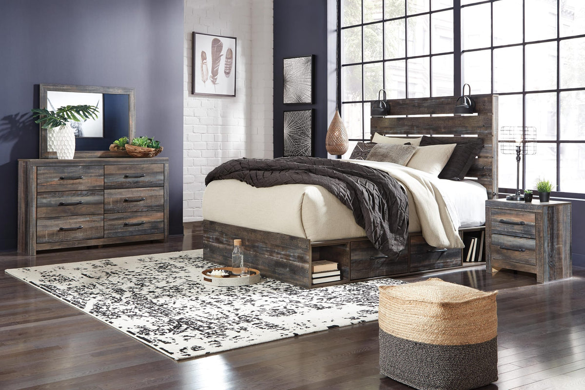 Drystan Multi Panel Bedroom Set — 2-Drawer Footboard Storage