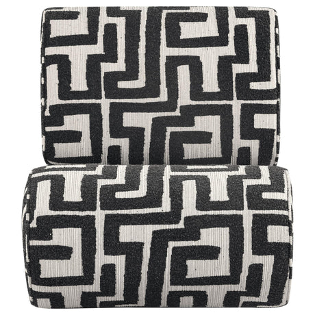 Eimer Geometric Jacquard Accent Chair Black view 2
