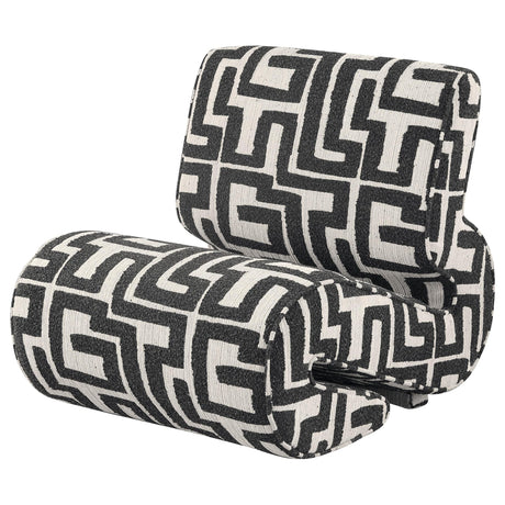 Eimer Geometric Jacquard Accent Chair Black view 3
