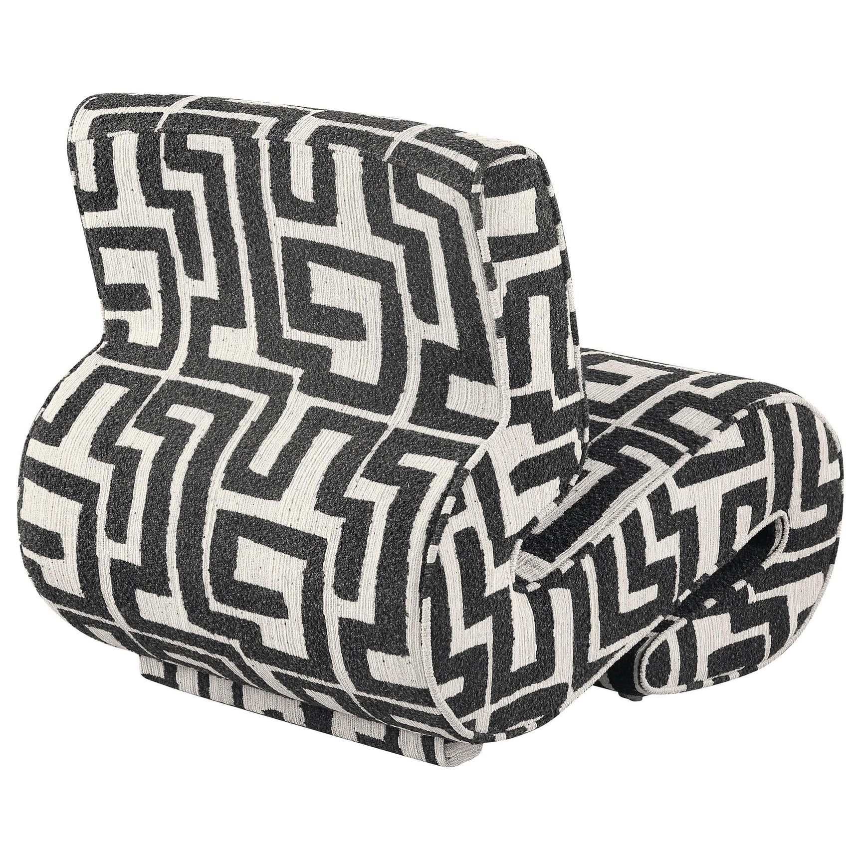Eimer Geometric Jacquard Accent Chair Black view 6