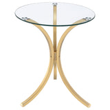 Eloise Round Glass Top Curved Metal Side Table Gold from Ella Furniture