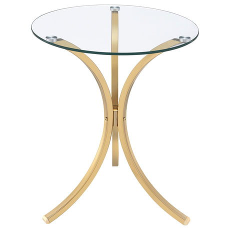 Eloise Round Glass Top Curved Metal Side Table Gold from Ella Furniture