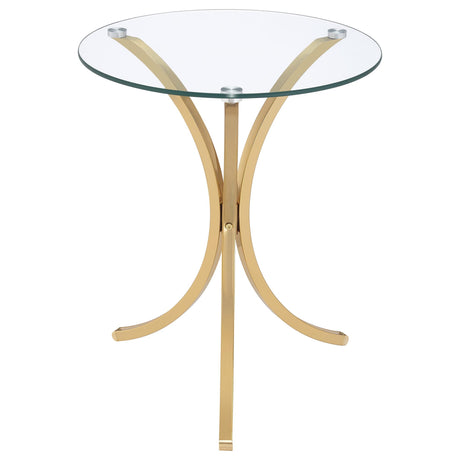 Eloise Round Glass Top Curved Metal Side Table Gold view 2