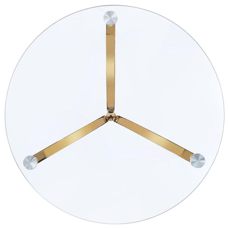 Eloise Round Glass Top Curved Metal Side Table Gold view 3