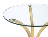 Eloise Round Glass Top Curved Metal Side Table Gold view 4