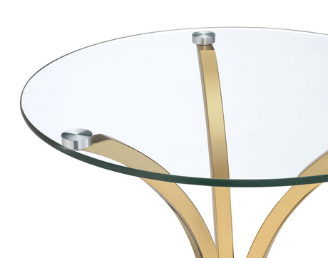 Eloise Round Glass Top Curved Metal Side Table Gold view 4