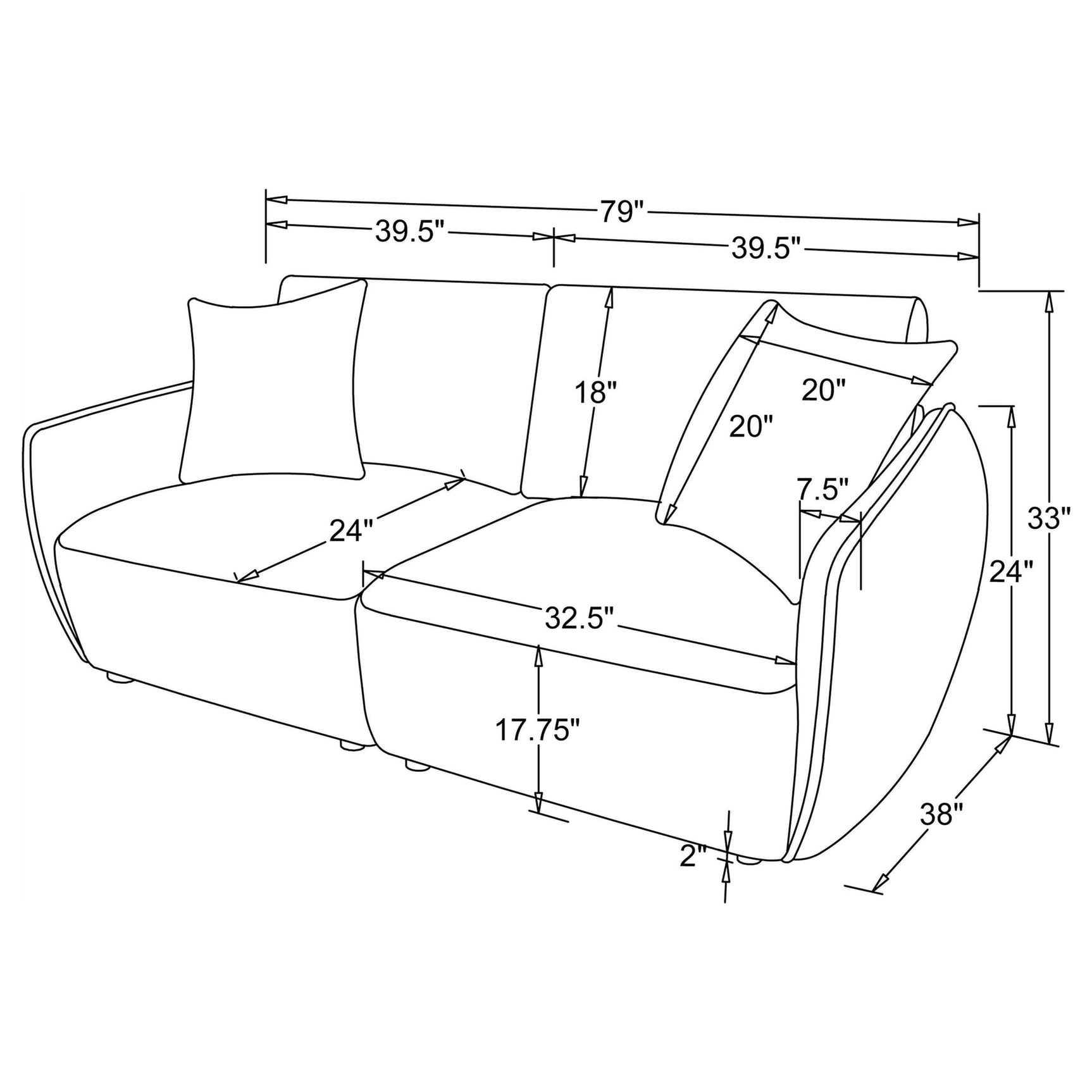 Elysia Fabric Upholstered Modular Lounge Loveseat Coral view 10