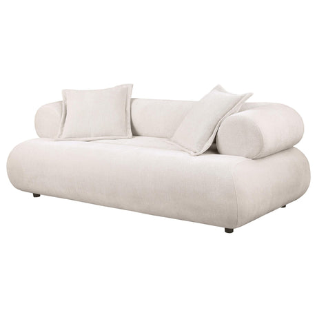 Eskola 3-seat Chenille Sofa with Rounded Shelter Arms Ivory view 3