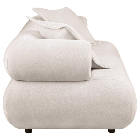 Eskola 3-seat Chenille Sofa with Rounded Shelter Arms Ivory view 7