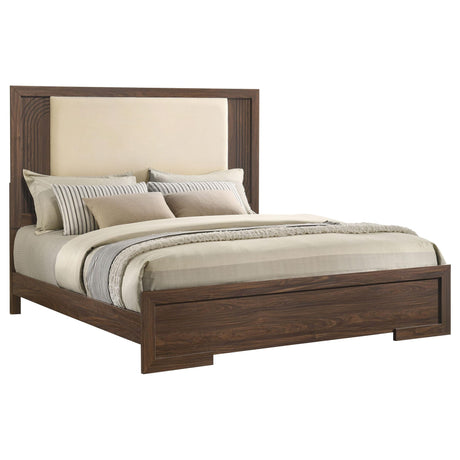 Etienne Eastern King Velvet Upholstered Panel Bed Walnut view 2