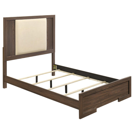 Etienne Full Velvet Upholstered Panel Bed Walnut from Ella Furniture