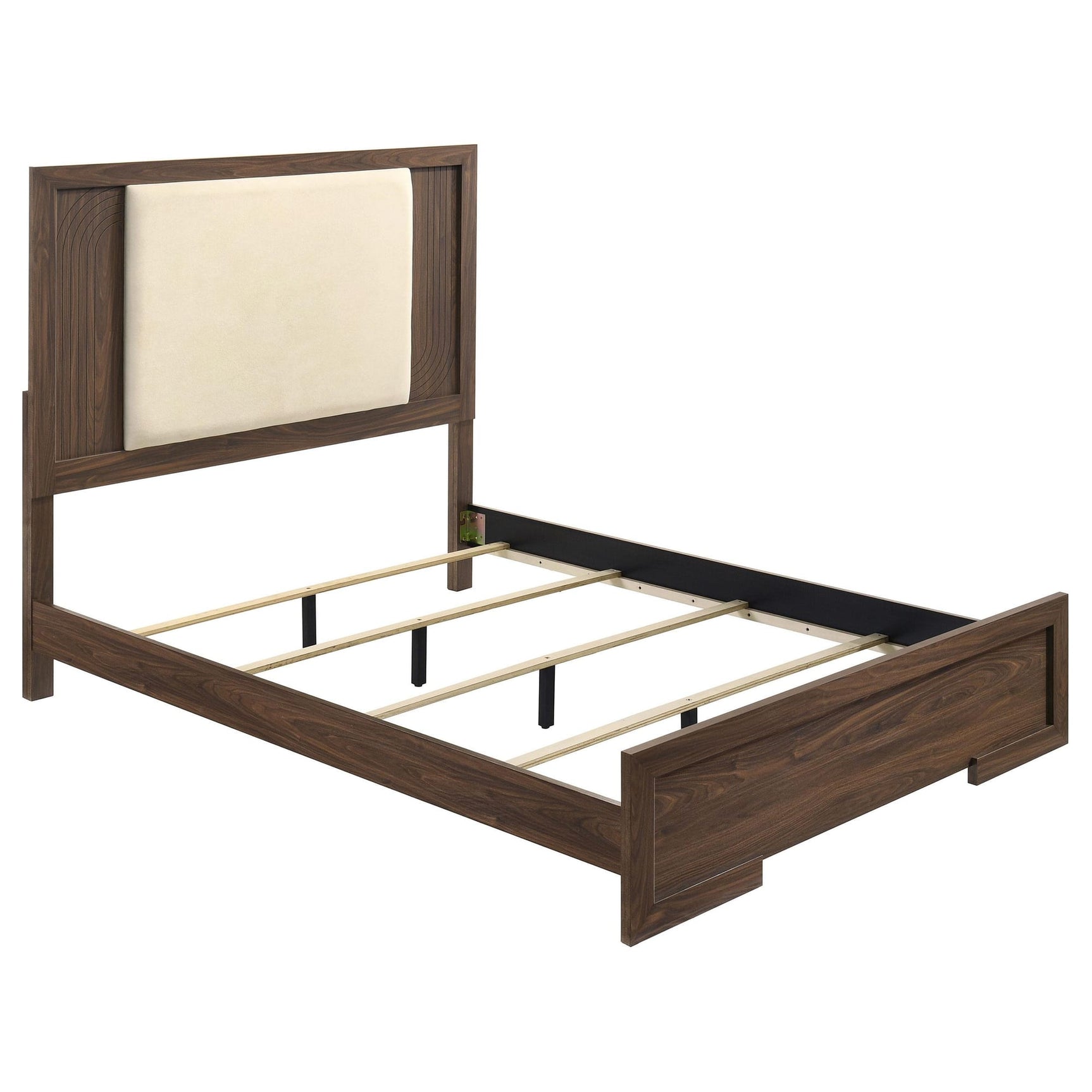 Etienne Queen Velvet Upholstered Panel Bed Walnut from Ella Furniture