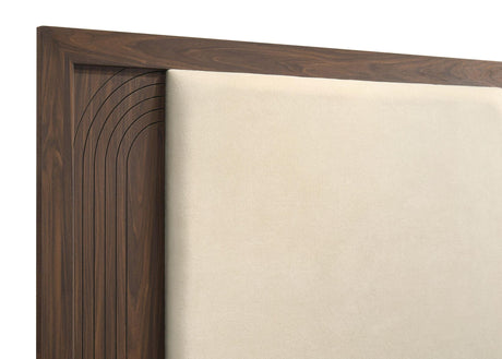 Etienne Queen Velvet Upholstered Panel Bed Walnut view 6