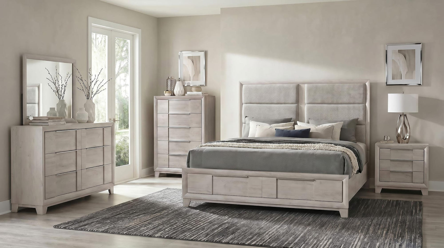 Farre 2-drawer Nightstand Bedside Table Washed Grey view 14