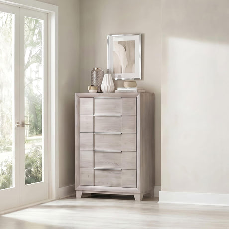 Farre 5-drawer Chest of Drawers Washed Grey view 2
