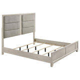 Farre Eastern King Upholstered Platform Panel Bed Washed Grey from Ella Furniture