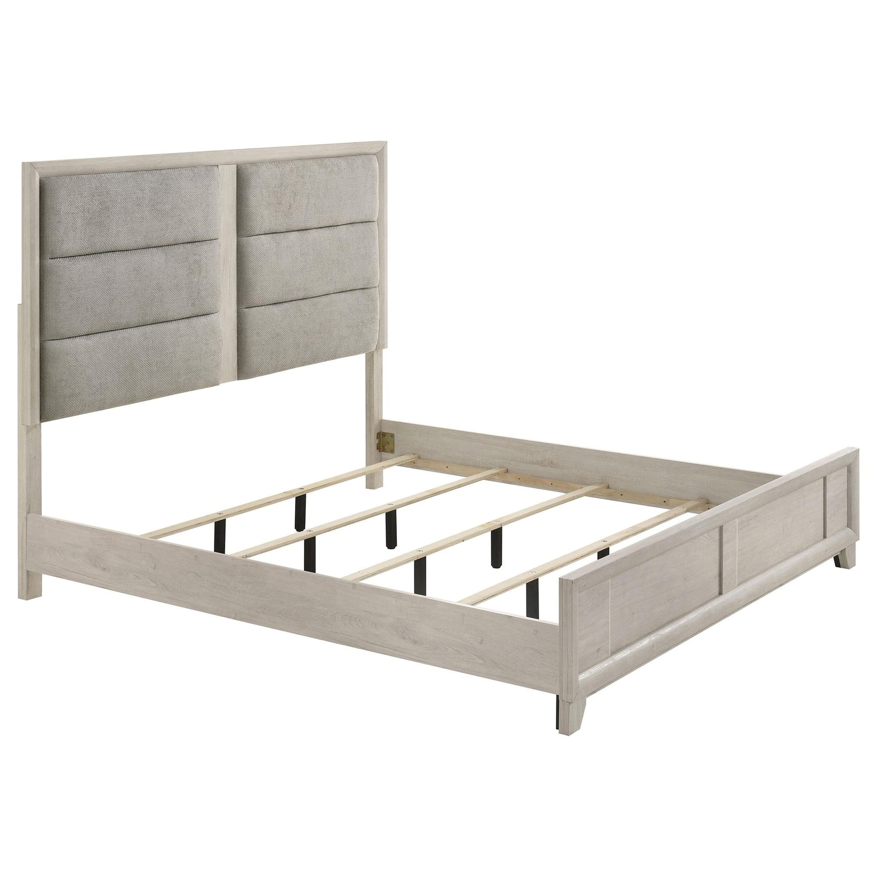 Farre Eastern King Upholstered Platform Panel Bed Washed Grey from Ella Furniture