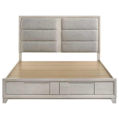 Farre Eastern King Upholstered Storage Platform Bed Washed Grey view 4