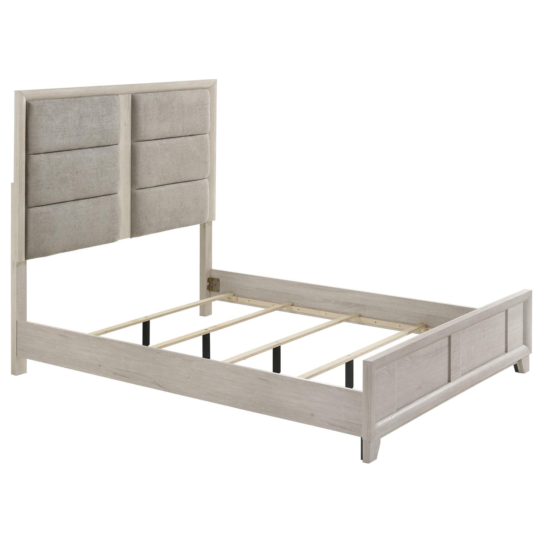 Farre Queen Upholstered Platform Panel Bed Washed Grey from Ella Furniture