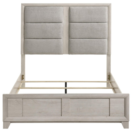 Farre Queen Upholstered Platform Panel Bed Washed Grey view 4