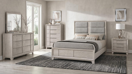 Farre Queen Upholstered Platform Panel Bed Washed Grey view 12