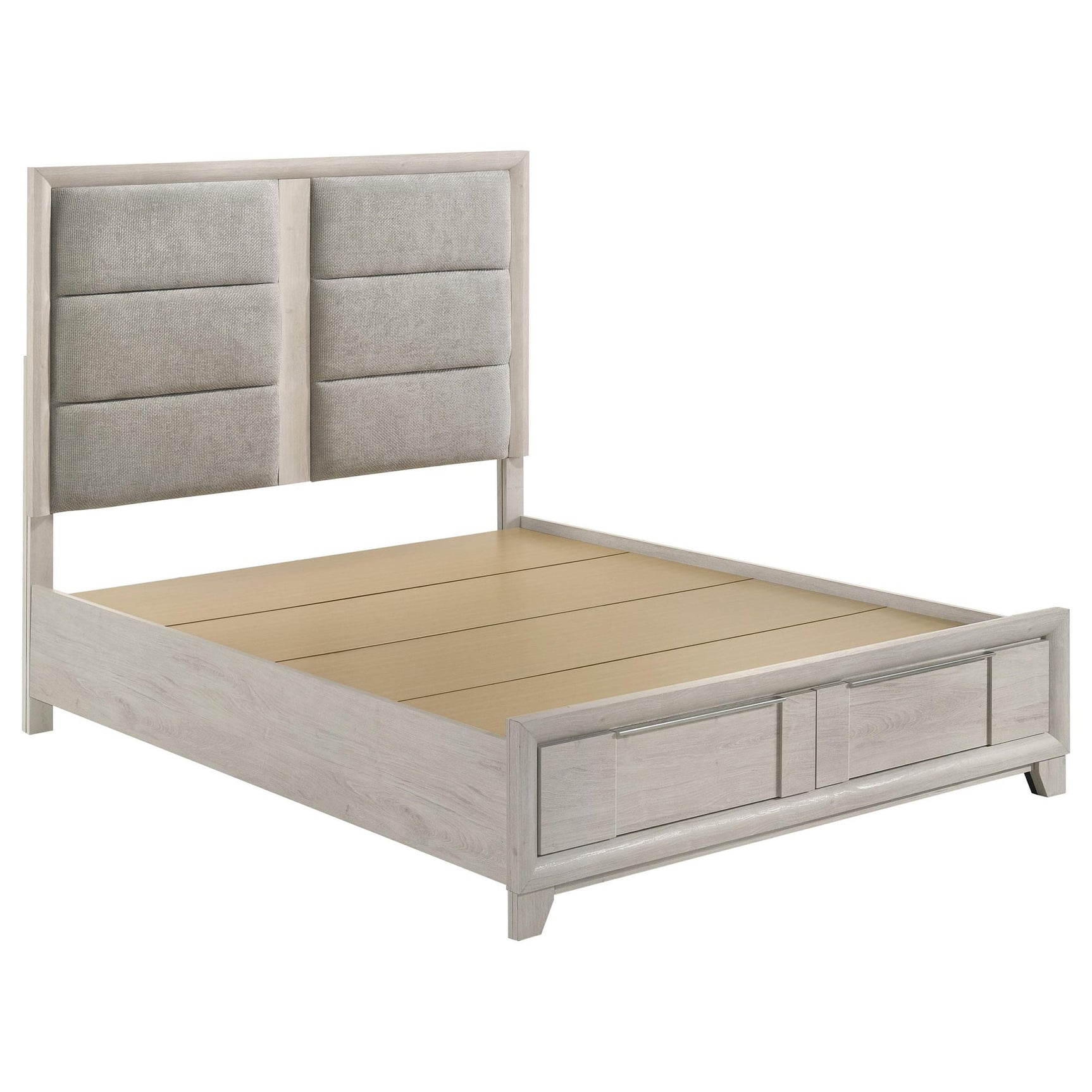 Farre Queen Upholstered Storage Platform Bed Washed Grey from Ella Furniture
