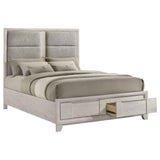 Farre Queen Upholstered Storage Platform Bed Washed Grey view 3