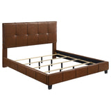 Farrell Eastern King Leatherette Upholstered Panel Bed Brown from Ella Furniture