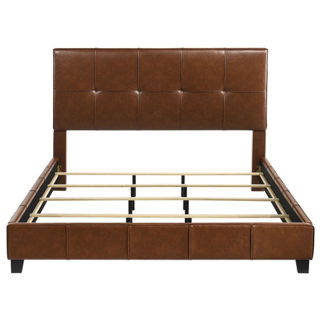 Farrell Eastern King Leatherette Upholstered Panel Bed Brown view 3