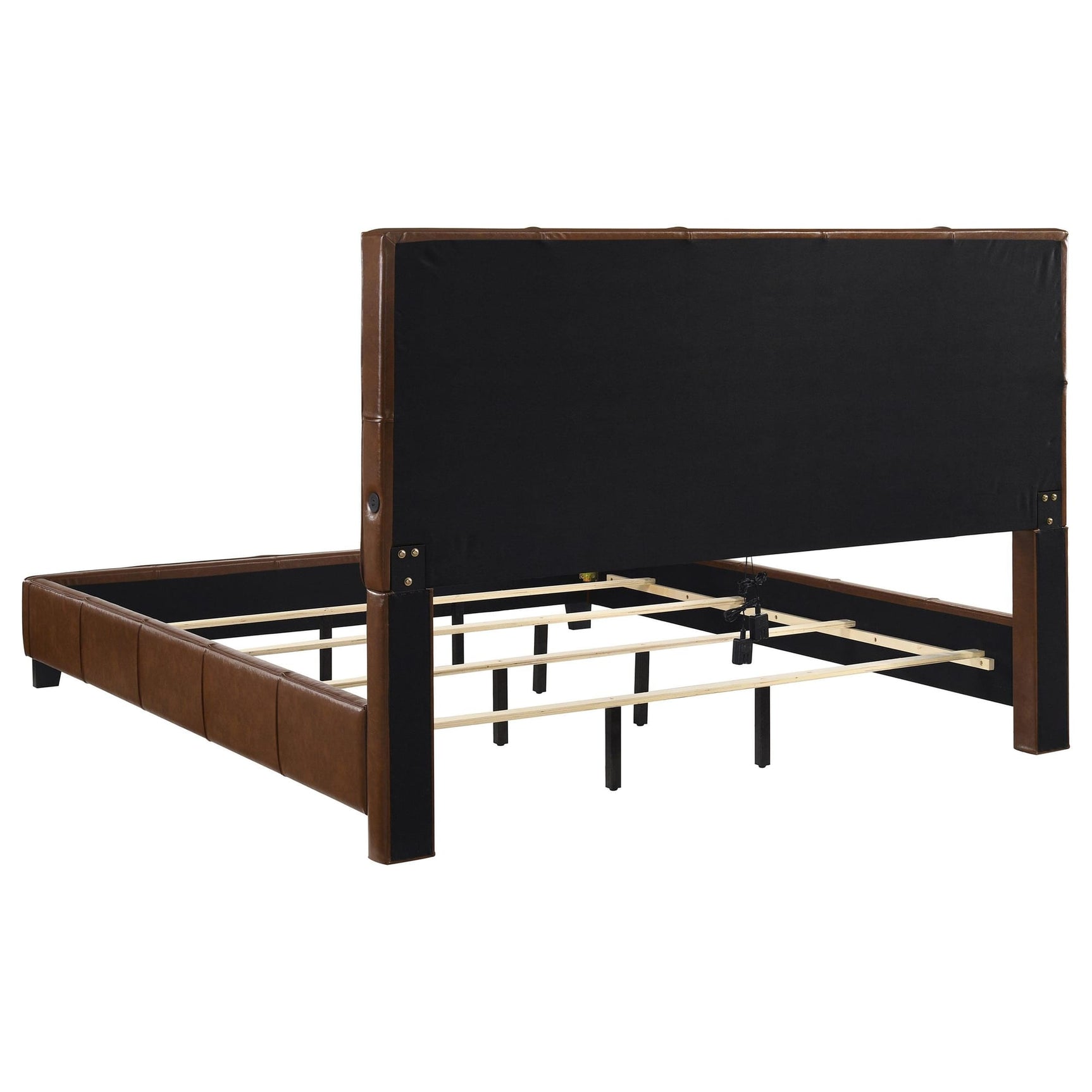 Farrell Eastern King Leatherette Upholstered Panel Bed Brown view 4