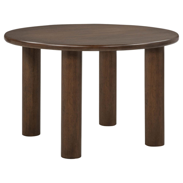 Faulkner 48-inch Round Wood Dining Table Brown Oak from Ella Furniture