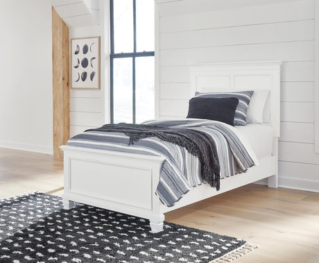 Fortman White Panel Bedroom Set Twin 3: Bed, Dresser, Mirror from Ella Furniture